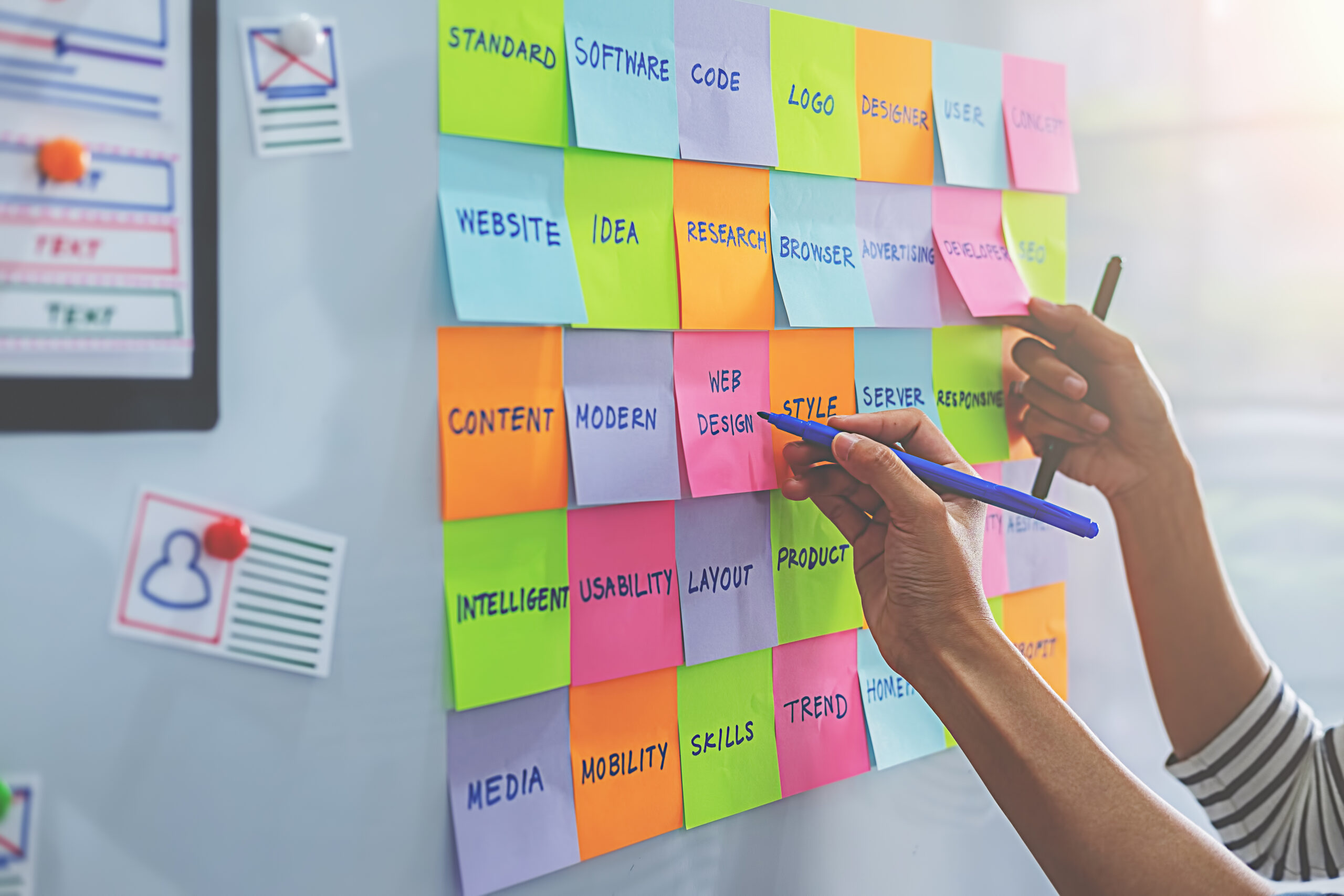 Web Designer Brainstorming Strategy Plan Colorful